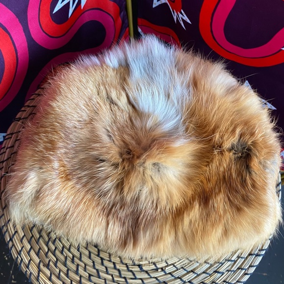Vintage Irving Red Fox Fur Hat Genuine Real Tailored Montreal Canada Mod Lined - Picture 3 of 9